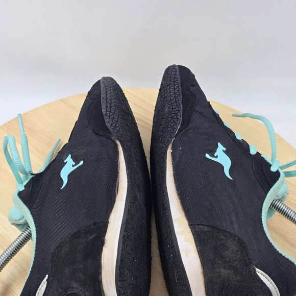 Kangaroos Women's pocketpass Jogger Sneakers Black Suede and Teal  Low Top sz 6 - Picture 6 of 8